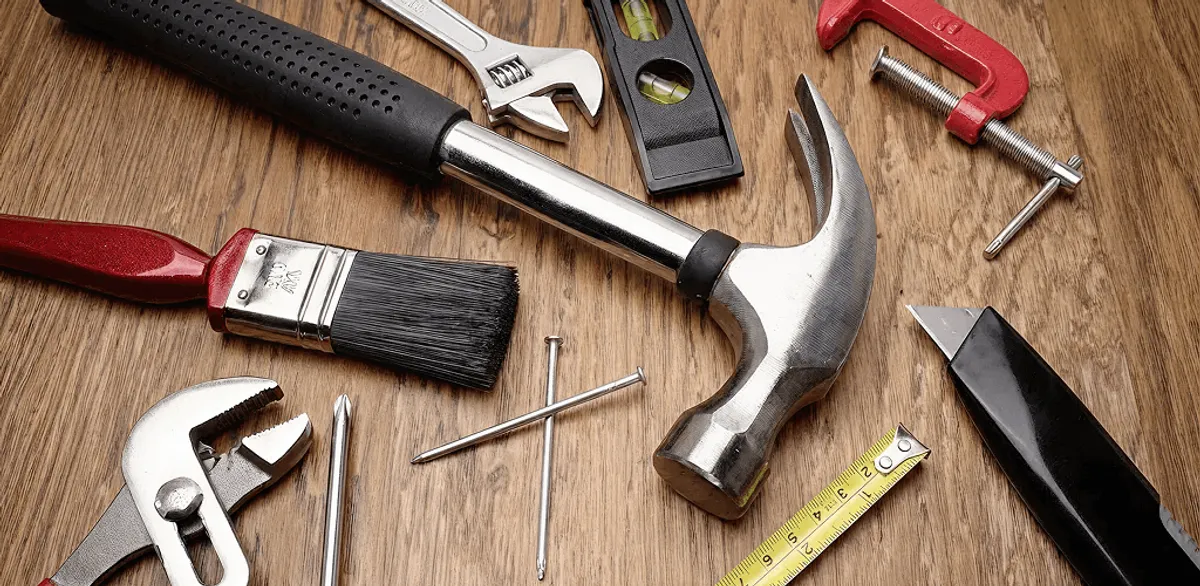 Handyman tools laid out for home repair and maintenance work in Pembroke Pines, FL